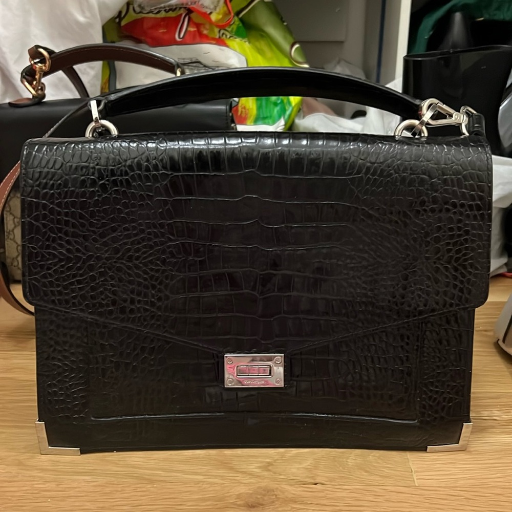 The Kooples Emily Croc Embossed Leather Bag